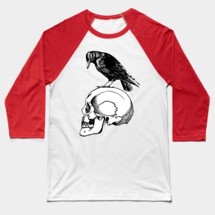 Vintage Raven and Skull Baseball T-Shirt